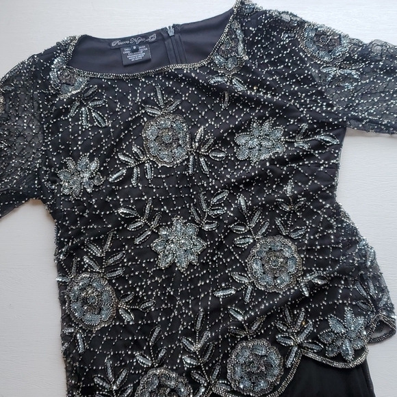 Pisarro Nights Dresses & Skirts - Pisarro Nights Black Vintage Maxi Beaded Sequin Gown 8
